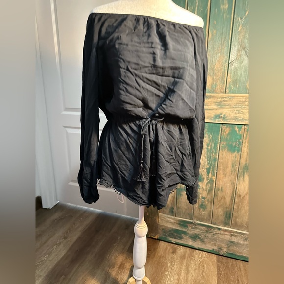 Victorias Secret Rayon Romper off shoulder Jumpsuit Swimsuit Coverup size m - Picture 13 of 14